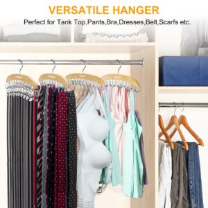 Bra Hanger for Closet, 2 Pack w/20 Hooks Tank Top Hanger Space Saving Holds 40 Bras, Premium Wooden Metals Hook Foldable Tank Top Organizer, 360°Rotating Closet Organizers and Storage for Dorm