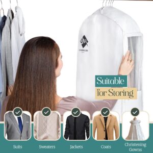 Premium 40” Short Cotton Garment Bag For Hanging Clothes And Storage | Wide 6” Gusset & 4 Cedar Blocks For Fresh Smell And Moth Protection | Best For Suits, Fur Coats, Leather Jackets, Sweaters.