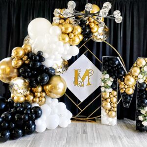 134Pcs Black And Gold Balloon Garland Arch Kit 18 12 10 5inch Latex Balloon Set for 2024 Graduation Decorations Shower Wedding Bachelorette Birthday Party New Year Decorations