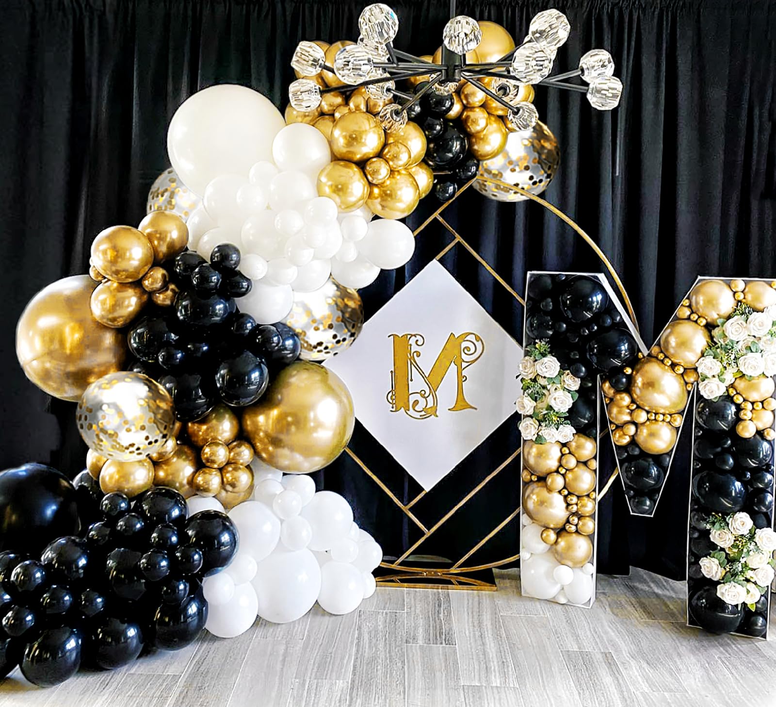 134Pcs Black And Gold Balloon Garland Arch Kit 18 12 10 5inch Latex Balloon Set for 2024 Graduation Decorations Shower Wedding Bachelorette Birthday Party New Year Decorations