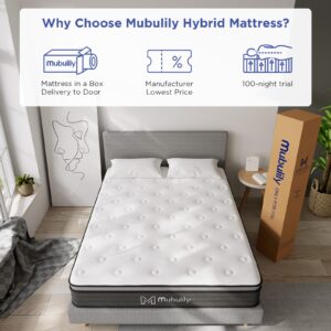 Mubulily King Mattress,8 Inch Hybrid Mattress in a Box with Gel Memory Foam,Motion Isolation Individually Wrapped Pocket Coils Mattress,Pressure Relief,Medium Firm Support,CertiPUR-US.