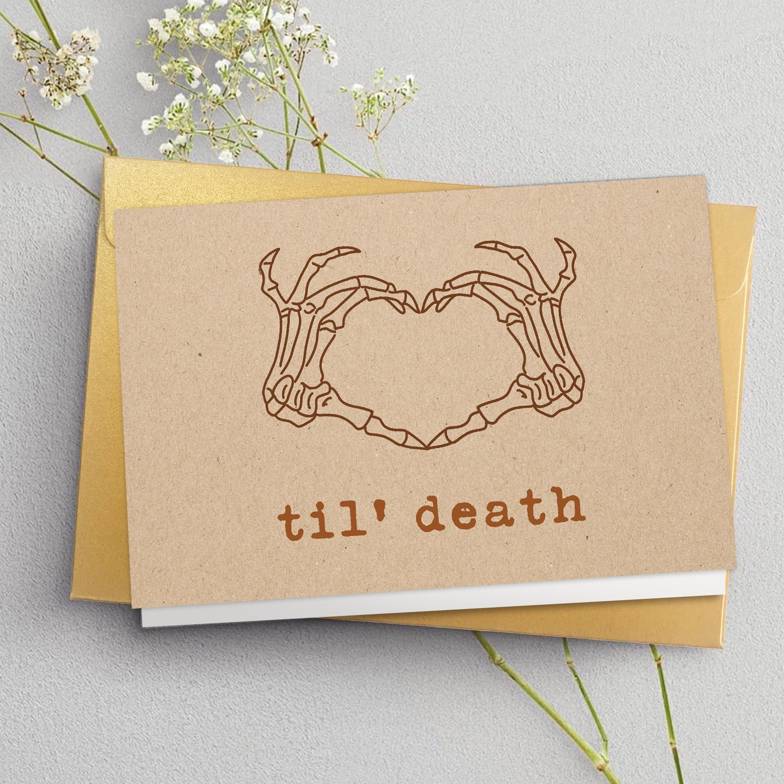 Skeleton Halloween Wedding Card, Til Death Wedding Anniversary Card, Spooky Anniversary Card, Bridal Party Card