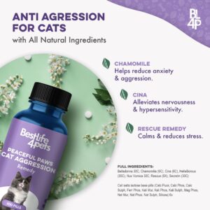 Anti Aggresion for Cats Calming Remedy - A Natural Diffuser and Cat Calming Aid for Stress, Spritefull Spraying, Scratcihng & Territorial Behavior - Non-Drowsy - 400 Odorless, Tasteless Pills