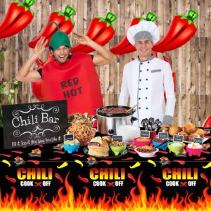 PHOGARY Chili Cook Off Tablecloth for Chili Cookoff Decor, Chili Pepper Tablecloths Disposable, Chili Cookoff Table Cloth Decorations for a Party, BBQ Mexican Chili Cooking Supplies - 51" x 87"(3)