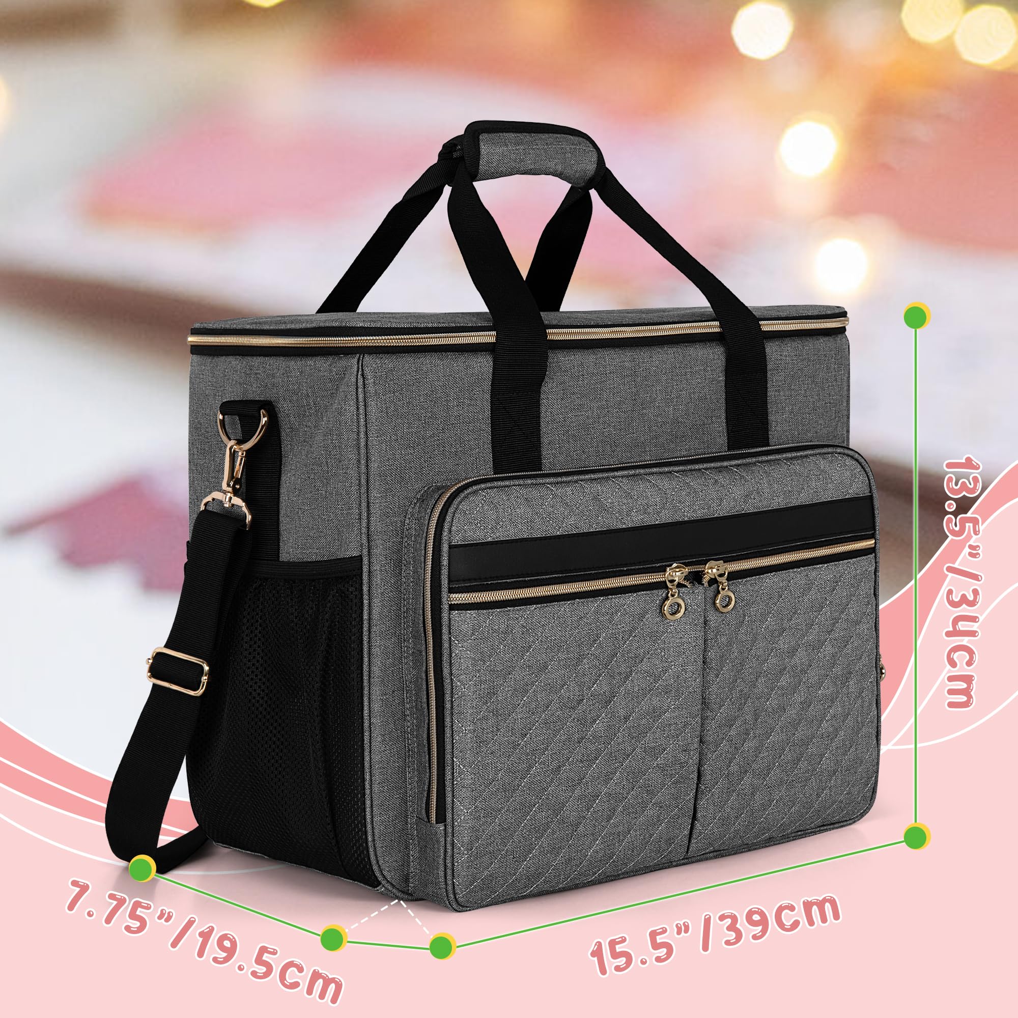 Luxja Craft Bag for Scrapbook Supplies (Fits 12 x 12 inch Scrapbook Album and 15.6” Laptop), Scrapbook Tote Bag with Multiple Pockets (Patent Pending), Gray