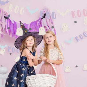 Cheerland Halloween Banners Pastel Bat Boo Ghost Garlands Photo Booth Background Backdrop for Themed Birthday Halloween Party Supplies - Pack of 2