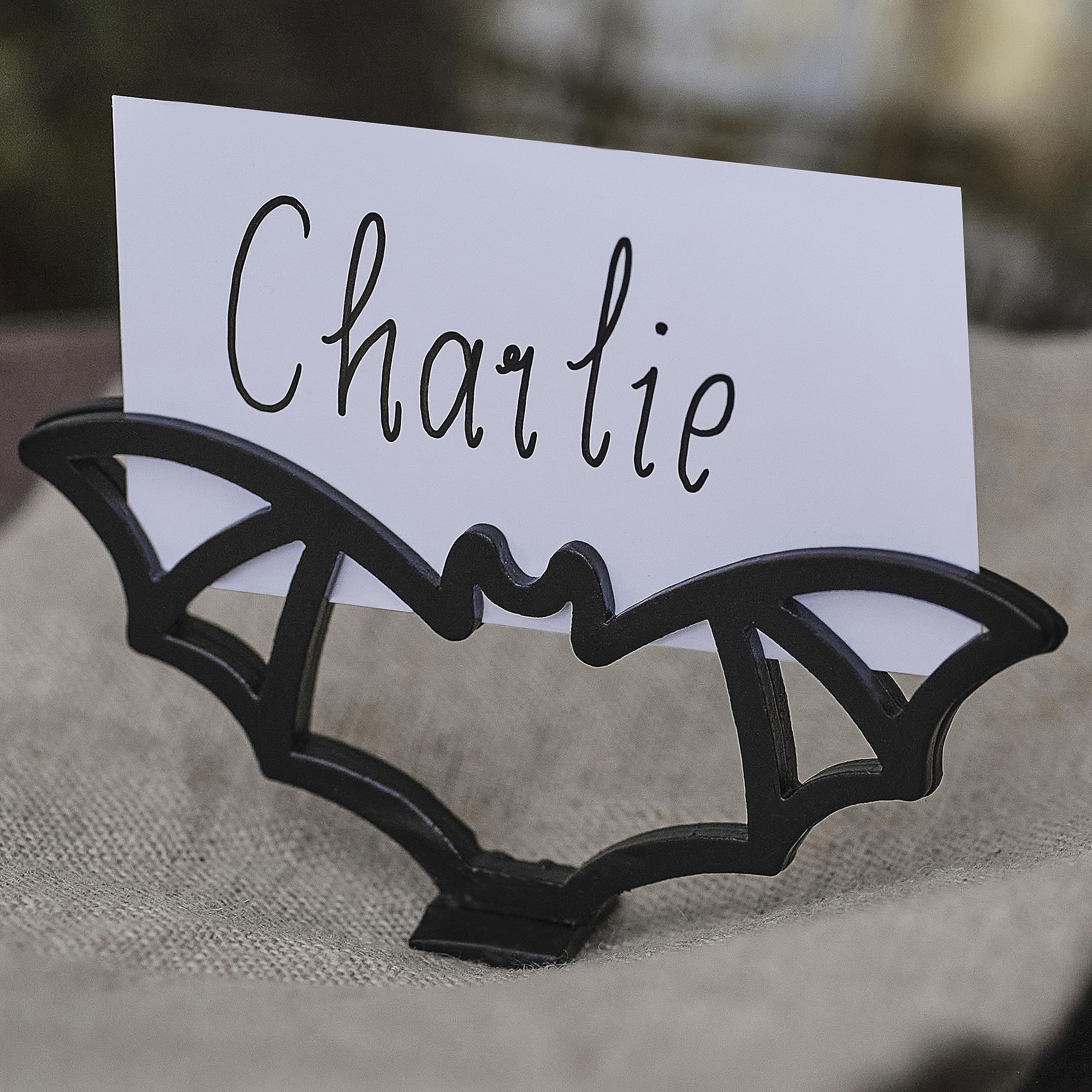 Ginger Ray Halloween Metal Black Bat Place Card Holder Party Table Decoration 4 Pack