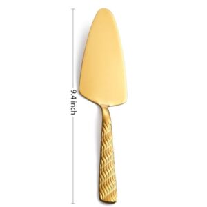 FULLYWARE Gold Cake Server, 9.4-inch Stainless Steel Pie Server Spatula, Pizza Server Set of 3, Dishwasher Safe