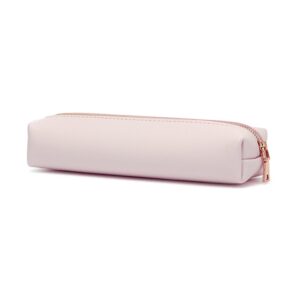 isuperb pu pencil case leather pen bag slim pencil pouch lovely stationery bag portable cosmetic bag zipper organizer bag (pink)