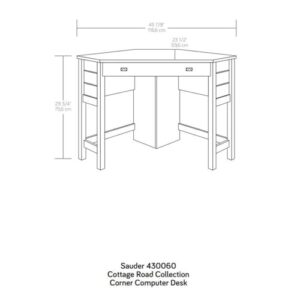 Pemberly Row Coastal Engineered Wood Corner Desk in Mystic Oak