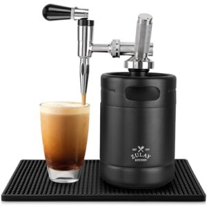 zulay nitro cold brew coffee maker - gift for coffee lovers - large 64 oz home keg - nitro cold brew keg with creamer faucet - nitro cold brew coffee maker for home - collapsible funnel & drip mat