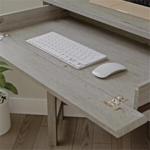 Pemberly Row Coastal Engineered Wood Corner Desk in Mystic Oak