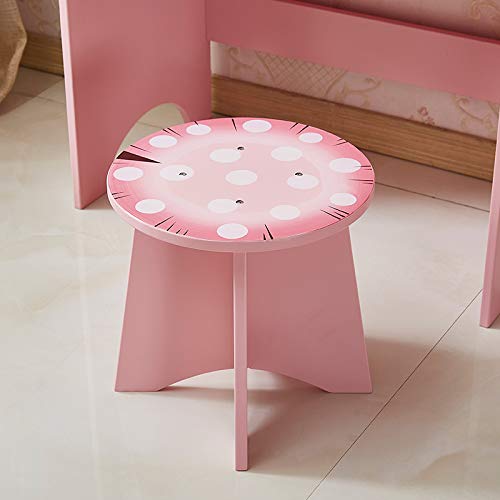 lukazoo Kids Vanity Set with Mirror and Stool, Beauty Makeup Vanity Table with Large Drawer and Chair Set for Toddlers and Kids, Wooden Girls Makeup Dressing Table