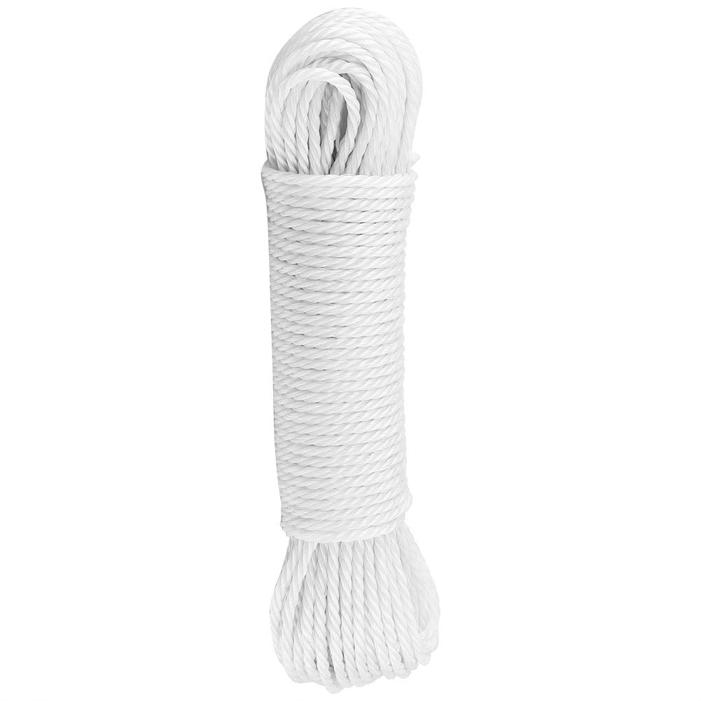 Clotheslines, 65.6 Ft Clothesline Long Clothes Line, Nylon Clothesline Rope Laundry Line Rope Craft Drying Rope for Camping Travel Home Use DIY Rope Laundry Line Dryer Rope (White)