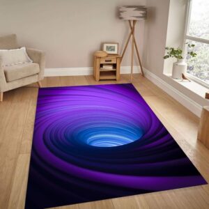 SATIGI Custom Optical Illusion Rug Purle Vortex 2 Rug Optical Illusion Rug Hole 3D Rug, Living Room Sofa Carpet, Bedroom Bedside Carpet Infinity Rug 3D