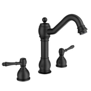 basdehen widespread bathroom faucet, 8 inch 2 handles 3 holes solid brass bathroom sink faucet (drain assembly not included) (matte black)