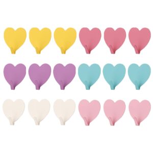 kakalote 18pcs heart shaped decorative wall hooks for home kitchen bathroom office,stainless steel coat rack self adhesive no drilling(size:6 colors,each color 3pcs)