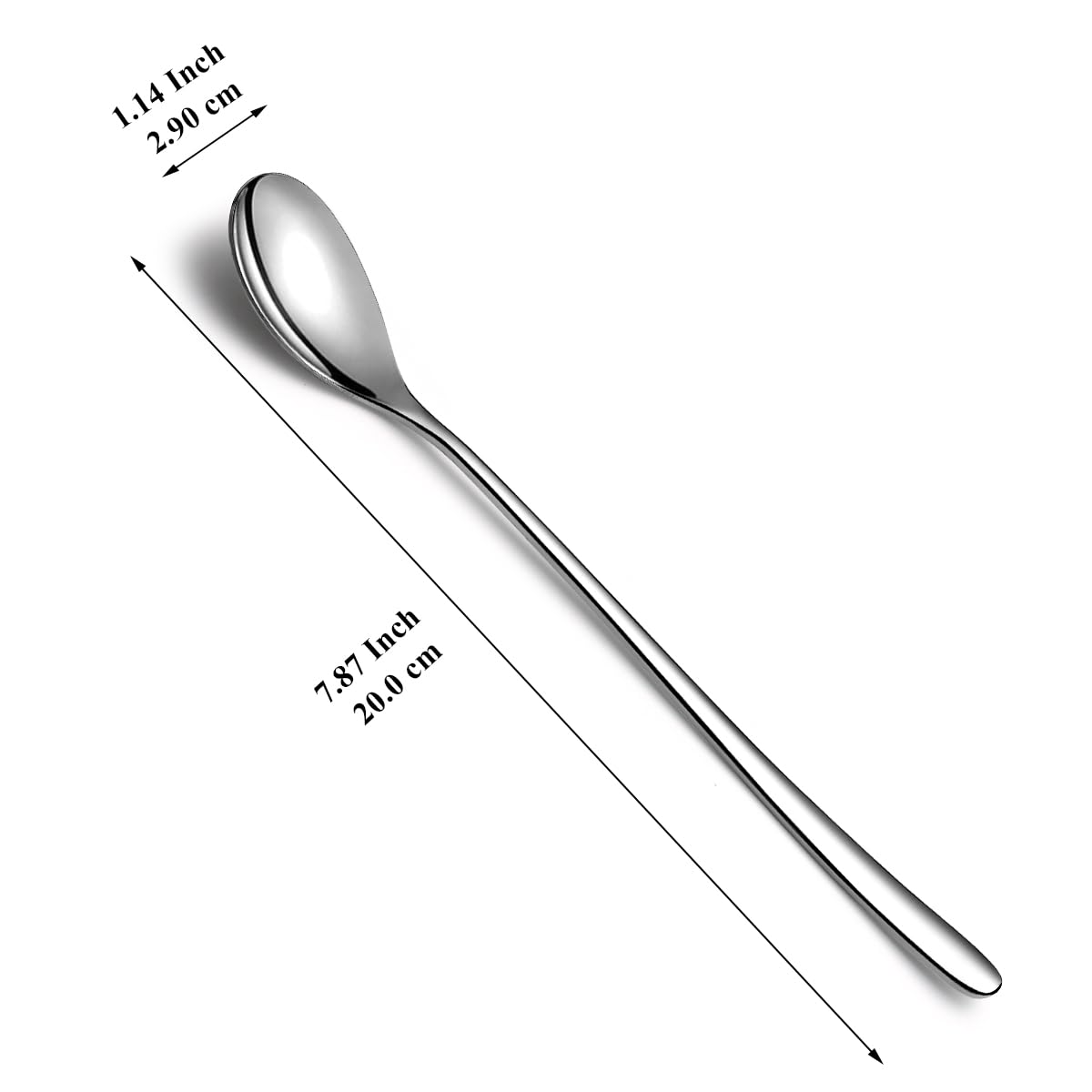 Evanda Long Handle Iced Tea Spoons Set of 12 Pieces, Stainless Steel Teaspoons, Stirring Bar Spoon, Coffee Spoon, Ice Cream Spoon, Cocktail Spoon, Dishwasher Safe