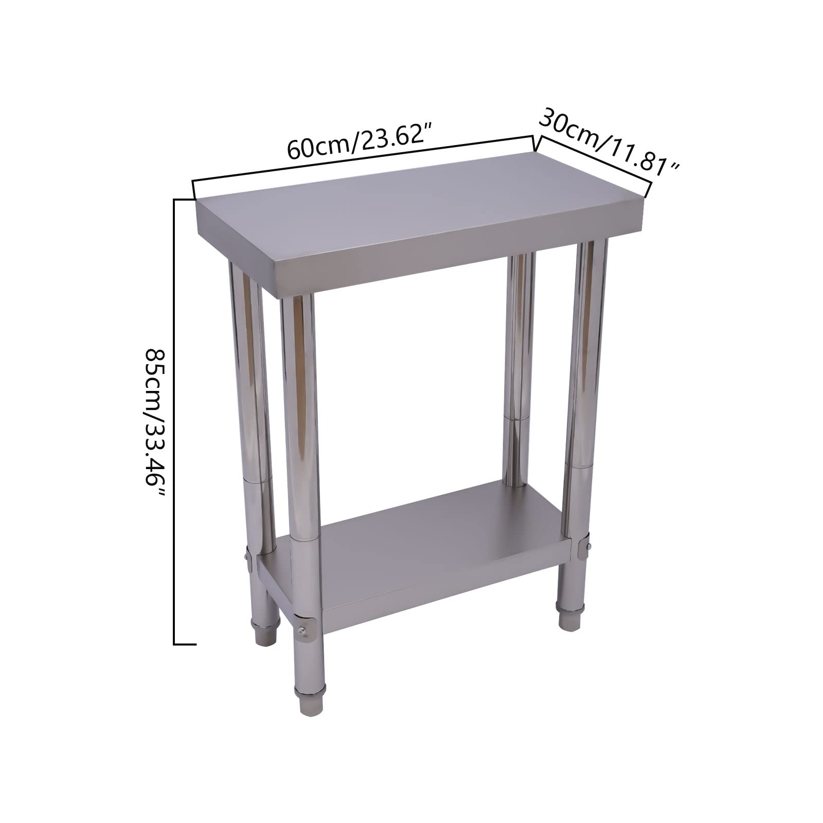 Stainless Steel Table for Prep & Work, Heavy Duty Prep Table with Bottom Shelf Commercial Kitchen Work Table for Kitchen Restaurant Hotel