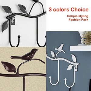 Bylesary Retro Iron Hook Rustic Metal Wall Hooks Leaf Bird Shape Decor Hook, 5 Hook Storage Rack Hooks Behind Door, Multi-Purpose Wall Organizer Hook Behind-Door Key Cloth Hanger Hook