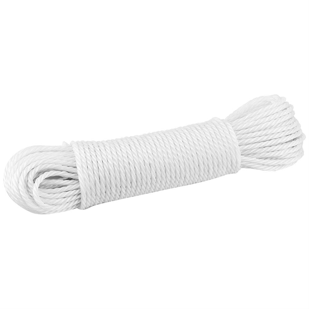 Clotheslines, 65.6 Ft Clothesline Long Clothes Line, Nylon Clothesline Rope Laundry Line Rope Craft Drying Rope for Camping Travel Home Use DIY Rope Laundry Line Dryer Rope (White)