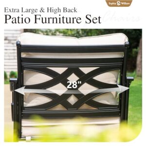 Sophia & William Extra Large & High Back Patio Furniture Set Metal Modern Outdoor Conversation Sets with Motion Chairs