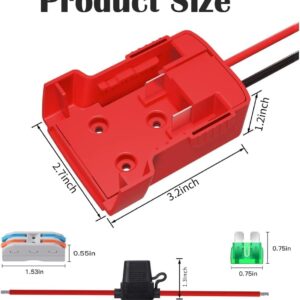 Power Wheel Adapter Set for Milwaukee 18V Battery with 14AWG Wire for Robotics, Work Lights, RC Trucks, and RC Toys