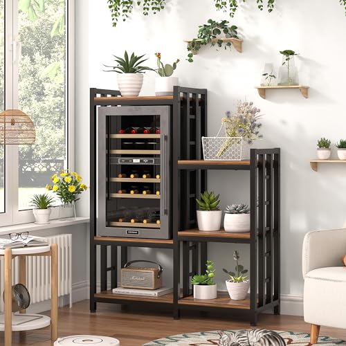 YCHF 6-Tier Kitchen Bakers Rack, Utility Storage Shelf, Mini Fridge & Microwave Oven Stand Table, Coffee Bar, Adjustable Kitchen Shelves Freestadning for Kitchen Home Office