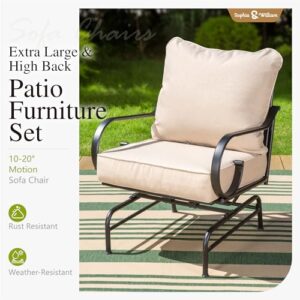 Sophia & William Extra Large & High Back Patio Furniture Set Metal Modern Outdoor Conversation Sets with Motion Chairs