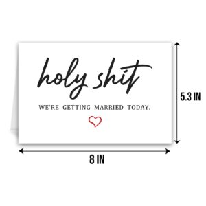 Qiliji Funny Wedding Day Card, Groom Bride Wedding Day Vows Card, To My Husband Wife On Our Wedding Day Card, Holy Shit We're Getting Married Today