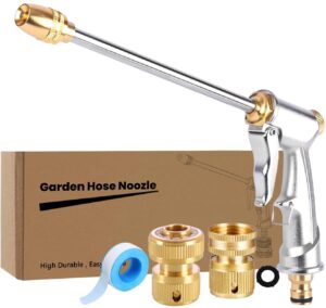 garden hose nozzles,high pressure water hose nozzle sprayer head,360°water adjustment,2 different types of 3/4”quick connectors, for watering garden and lawn,washing cars,cleaning,showering dogs&pets