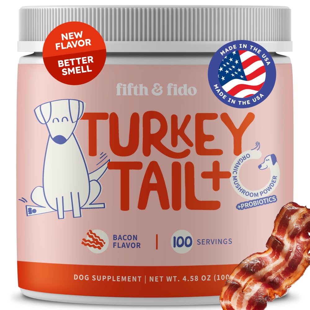 Turkey Tail Mushroom for Dogs - Turkey Tail Mushroom Powder for Dogs Guards Against Lumps & Bumps - Dog Turkey Tail Supplement - Turkey Tail for Dogs Supports Dog Gut Health Probiotics & Turkey Tail