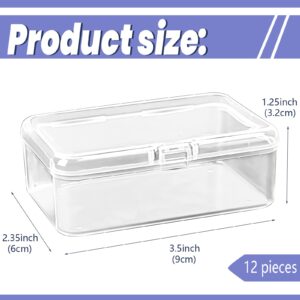 Rcybeo 12 Pcs Small Plastic Storage Containers 3.7x2.4 Inches Craft Organizers Small Plastic Boxs for Beads, Small Items, Jewelry, Crafts Accessories, Game Pieces, Business Cards,Tools