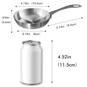 Macevia Mini Sauce Pan,18/10 Stainless Steel Butter Warmer Mini Pan Cooking Sauce Cup with Handle For All Stoves Multipurpose Use for Home Kitchen or Restaurant (0.12 Quart/4 Inch) - Silver