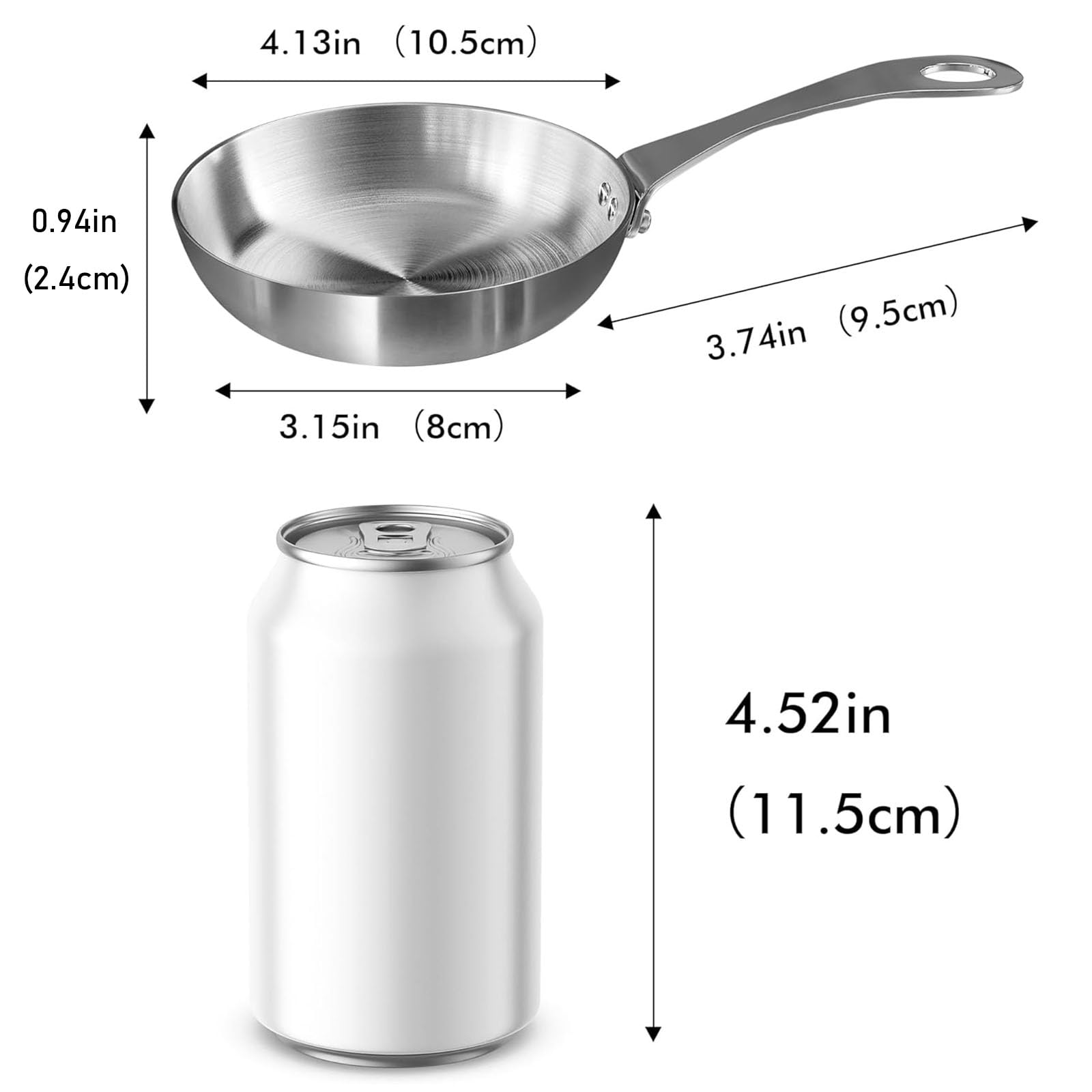 Macevia Mini Sauce Pan,18/10 Stainless Steel Butter Warmer Mini Pan Cooking Sauce Cup with Handle For All Stoves Multipurpose Use for Home Kitchen or Restaurant (0.12 Quart/4 Inch) - Silver