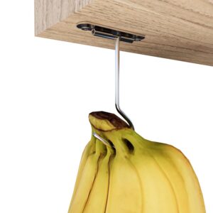 YQh Banana Hooks, Stainless Steel Hooks Under Cabinet Foldable for Banana or Other Lightweight Kitchen Items, Pre-Drilled Holes (Screws Available!), Keep Banana Fresh and Durable