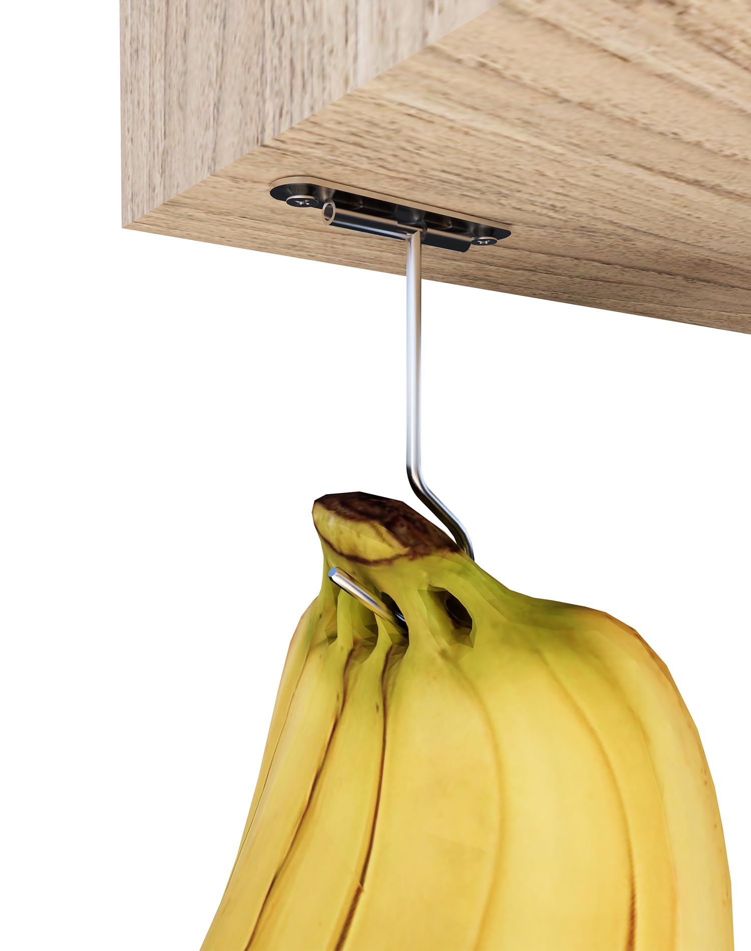 YQh Banana Hooks, Stainless Steel Hooks Under Cabinet Foldable for Banana or Other Lightweight Kitchen Items, Pre-Drilled Holes (Screws Available!), Keep Banana Fresh and Durable