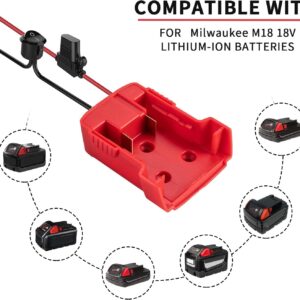 Power Wheel Adapter Set for Milwaukee 18V Battery with 14AWG Wire for Robotics, Work Lights, RC Trucks, and RC Toys