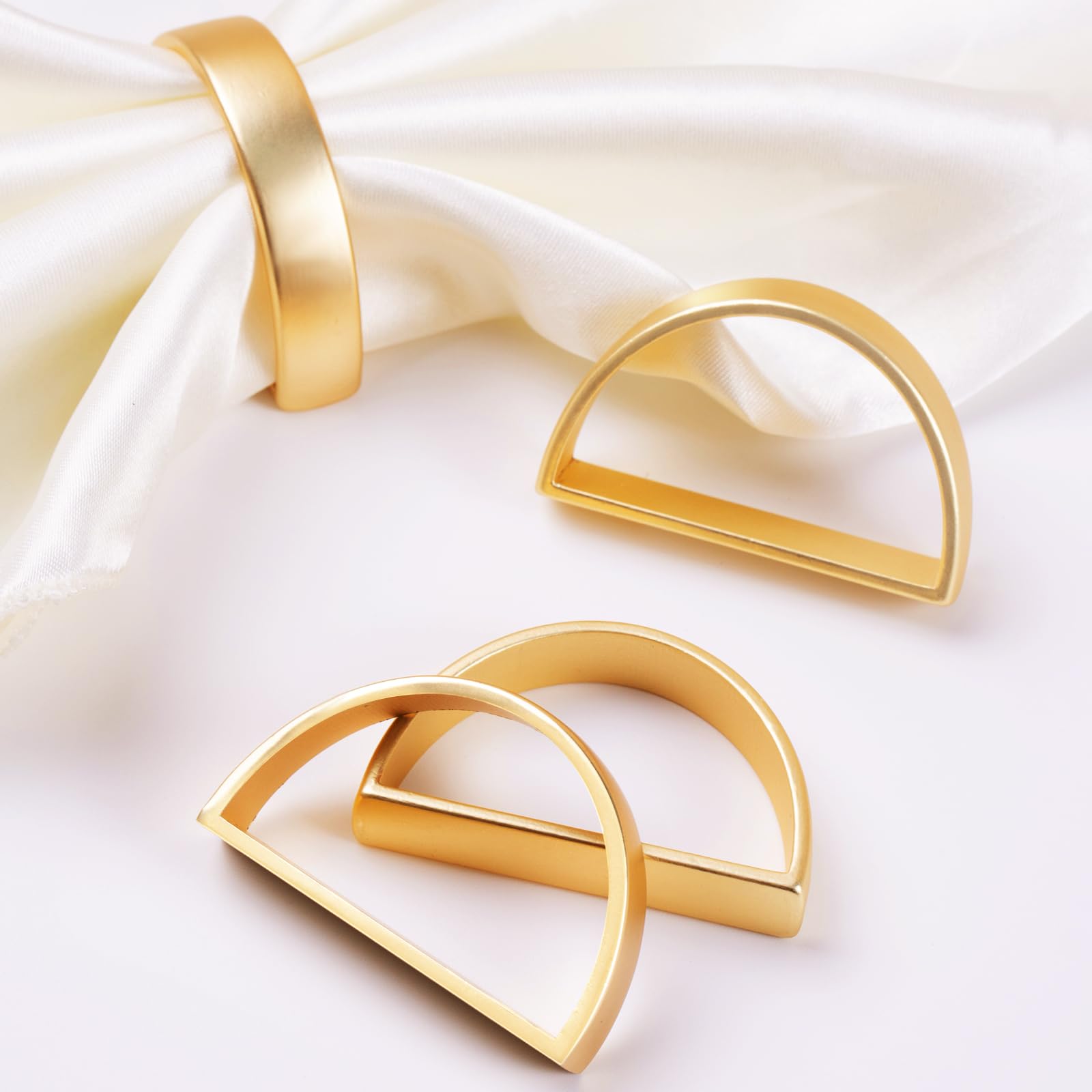 APTWOW Gold Napkin Rings Set of 12, Semicircle Metal Gold Napkin Holder Buckles, Fall Thanksgiving Christmas Napkin Rings, Napkin Rings for Dinner Table Decor, Wedding, Banquet, Party, Easter