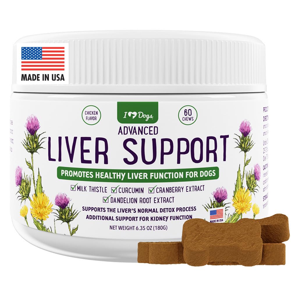 iHeartDogs Advanced Milk Thistle Liver Supplement for Dogs - Dog Liver Support with Milk Thistle, Turmeric Curcumin, Cranberry & Dandelion Root Extract