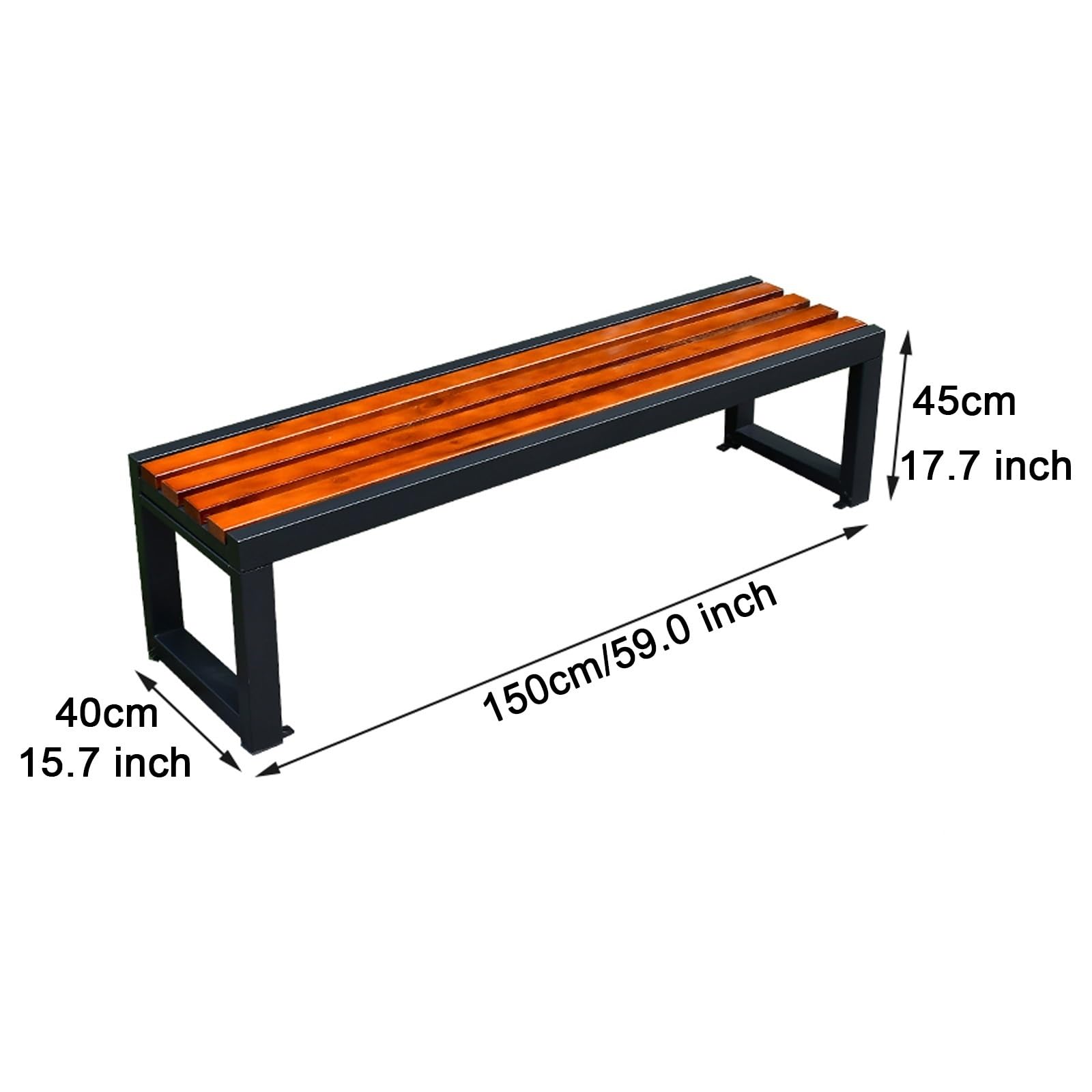 ZDMZR Outdoor Bench, Metal Park Bench Cast Iron Outdoor Benches Front Porch Outdoor Furniture for Patio, Garden Bench, Park, Lawn, Yard (Size : 150cm/59in)