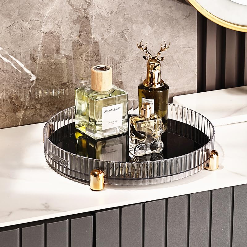 Makeup Perfume Organizer, 360° Rotating Perfume Tray, Vanity Tray, Cosmetic Skincare Tray, Countertop Organizer Tray for Bathroom, Clear