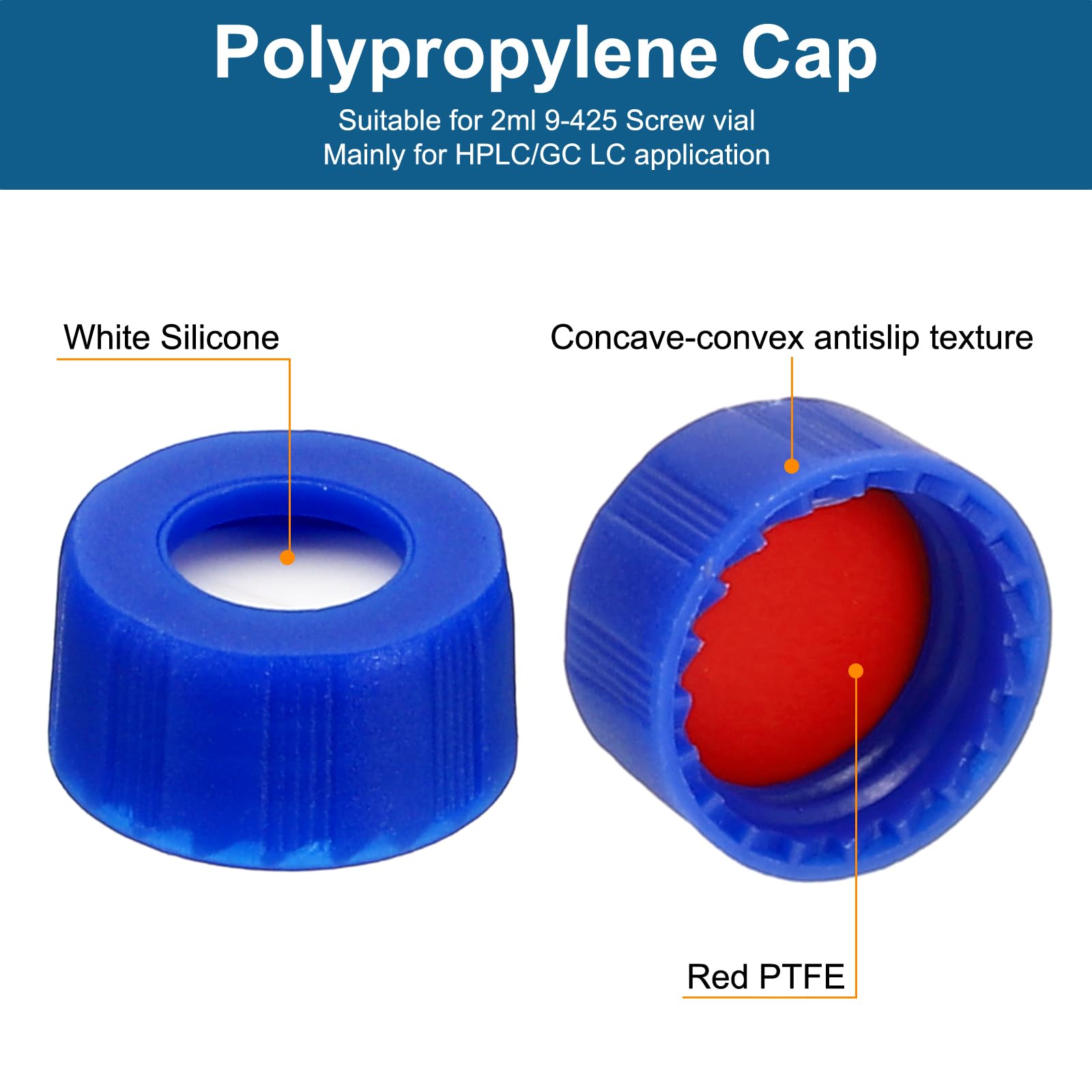 PATIKIL 2ml Autosampler Vial, 100 Pack HPLC/GC Vials 9-425 Lab Amber Vials Sample Vial Screw Cap Writing Patch Red PTFE & White Silicone Septa for LC Stamper