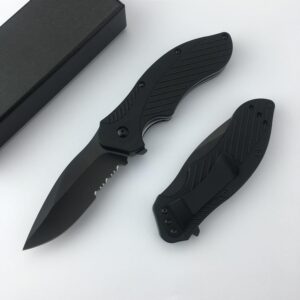 7.3-inch pocket knife,assisted opening folding knife 8cr13mov steel blade and filled glass nylon handle with pocket clip for edc (black)