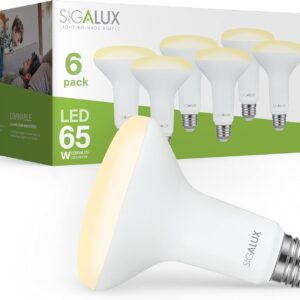 Sigalux Dimmable LED Flood Lights, BR30 Bulbs, 650LM 2700K Soft White, E26 Base, UL Listed, Pack of 6