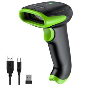 symcode wireless bluetooth barcode scanner,bluetooth & usb wired & 2.4g wireless connection ergonomics handheld barcode scanner reader, 2d 1d qr code automatic fast precise scanning scanner