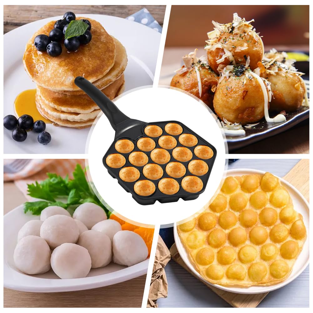 Takoyaki Grill Pan 18 Holes Takoyaki Maker Baking Pan,With Silicone Oil Brush,2pcs Barbecue Forks,1.5" Half Sphere Japanese Takoyaki Pan,for Making Takoyaki & Round Pancakes