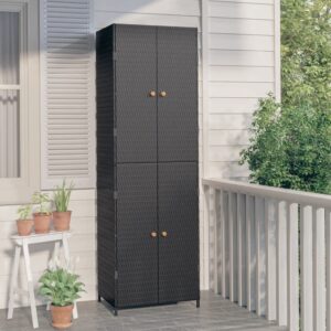 loibinfen outdoor garden storage cabinet, large patio storage cabinet garden storage container for lawn backyard, black 23.2"x15.7"x70.9" poly rattan