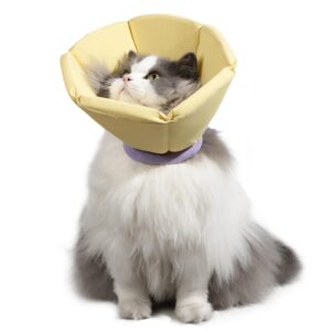 lavamond cat cones to stop licking, lightweight adjustable dog cone alternative after surgery, soft cone for cats small medium dogs puppy rabbits elizabethan collar, yellow, l