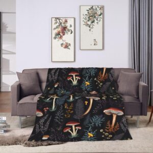 Mushroom Gifts Blanket 50"X40" Bed Throw Blanket Soft Lightweight Cozy Warm Blankets for Kids Teens Men Women